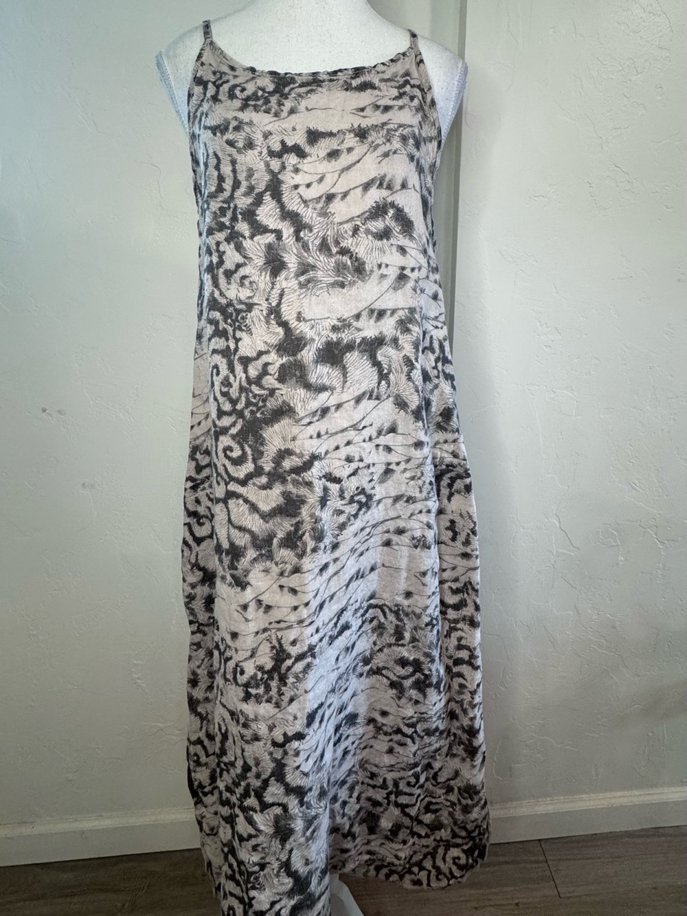Lungo L’Arno Made in Italy Linen Abstract Print Boho Maxi Dress